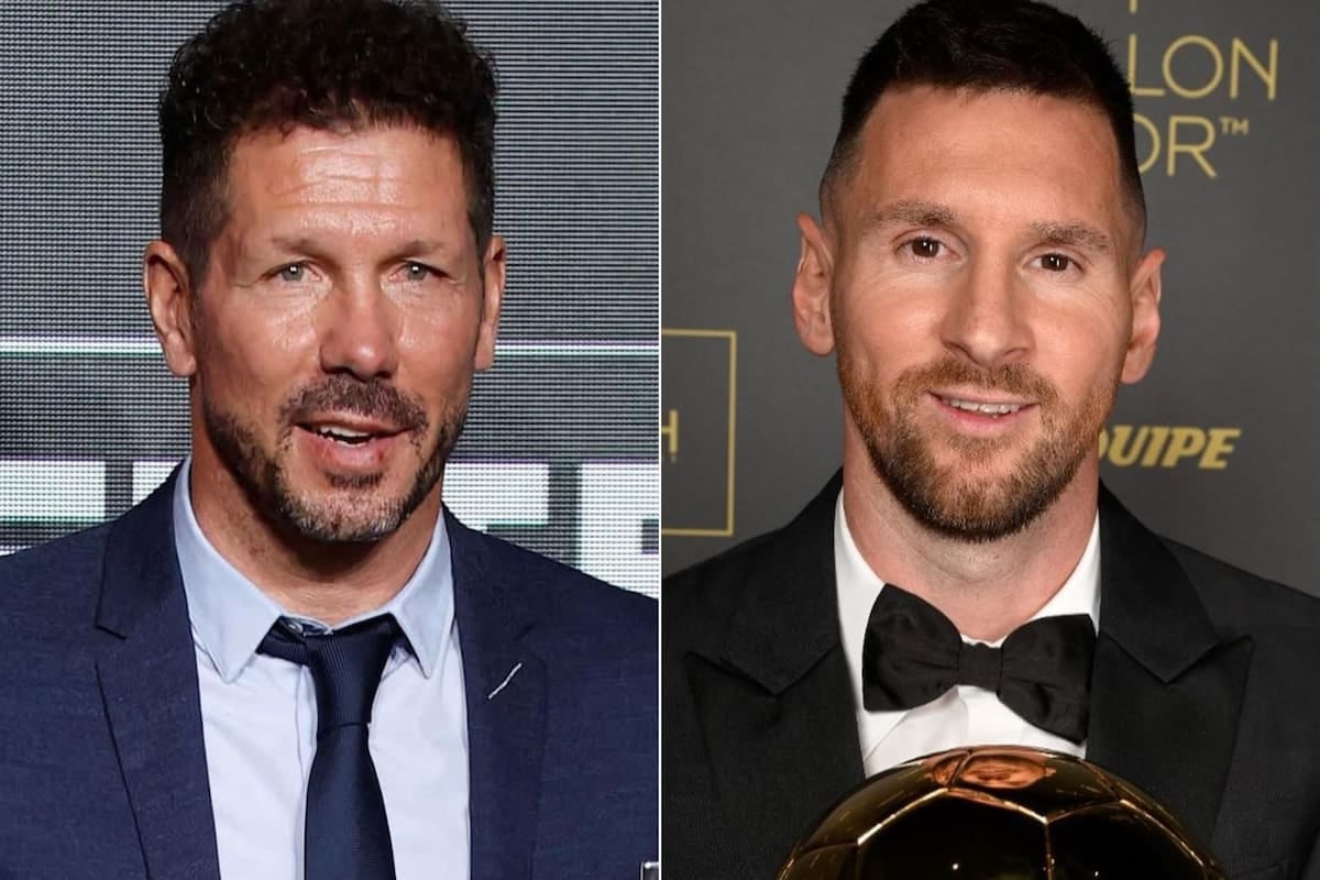 Simeone se rindió ante Messi y dejó a Maradona mirando desde la tribuna